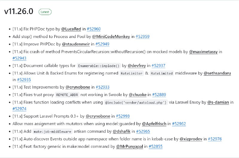 Релиз Laravel 11.26