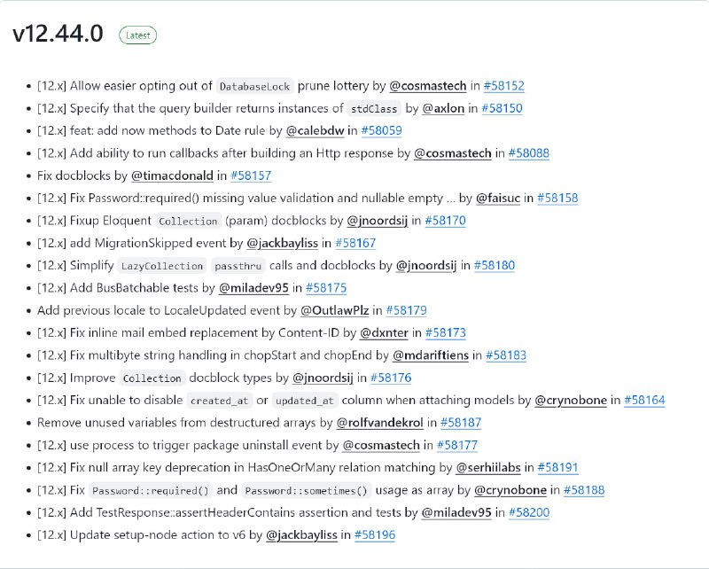Релиз Laravel 12.44