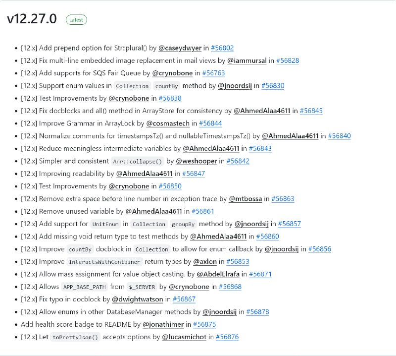 Релиз Laravel 12.27