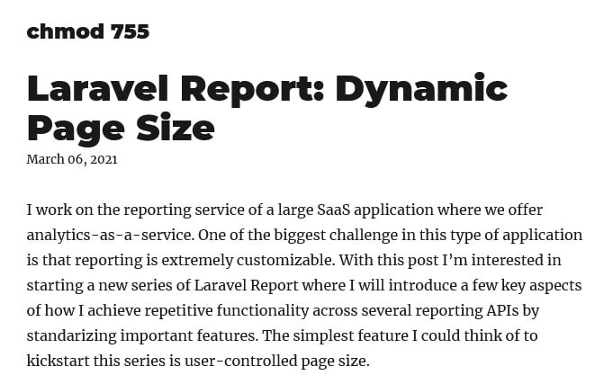 Отчеты Laravel: динамический размер страницы