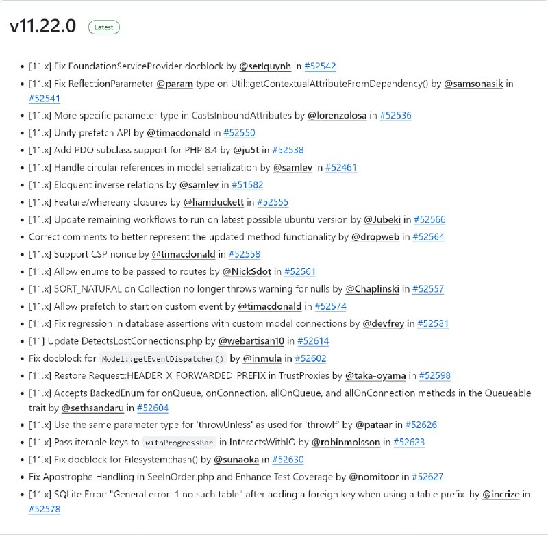 Релиз Laravel 11.22