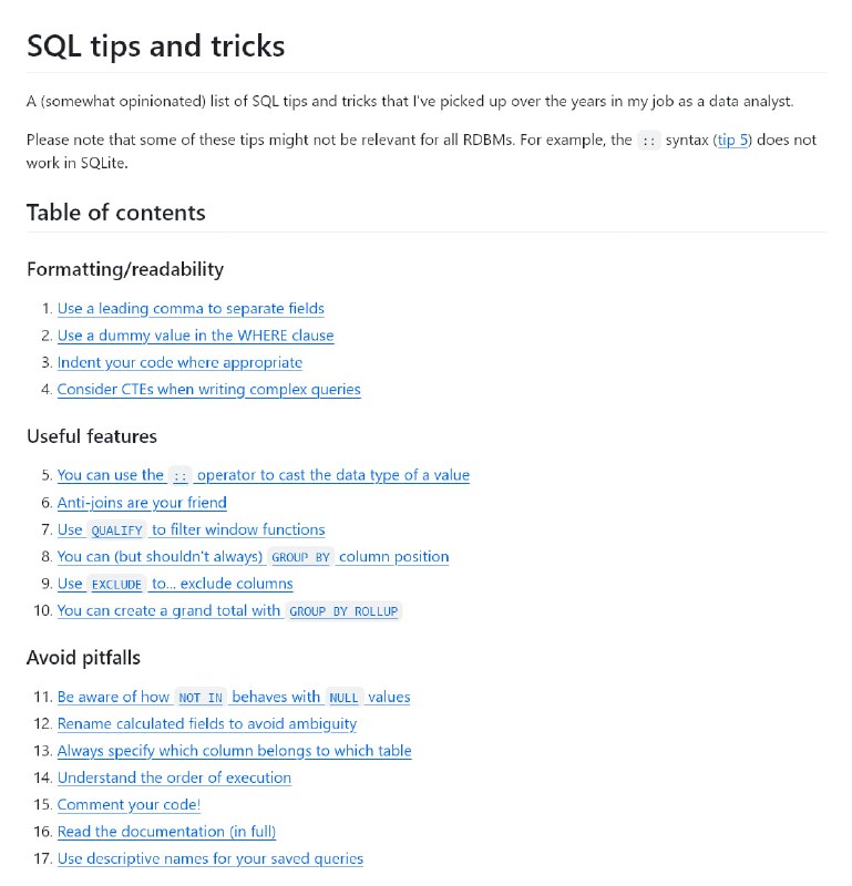 SQL tips and tricks