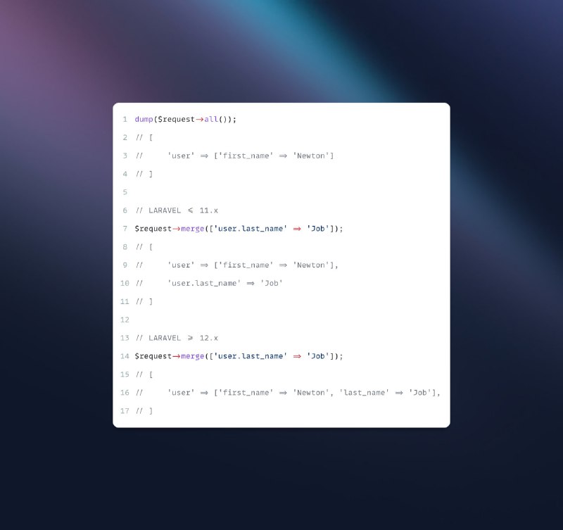 Новое поведение $request->merge() в Laravel 12