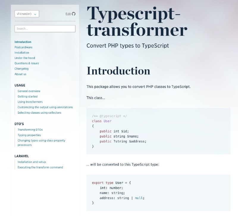 Релиз Spatie Typescript Transformer