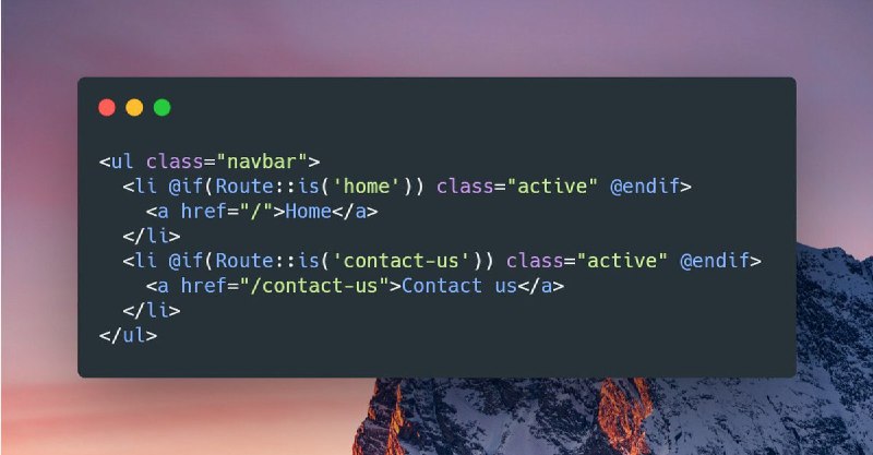 Совет дня от AnwarМетод Route::is('route-name') легко подсветит активную вкладку в вашей навигационной панели