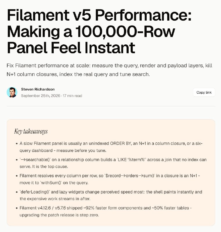 Улучшаем производительность в Filament v5