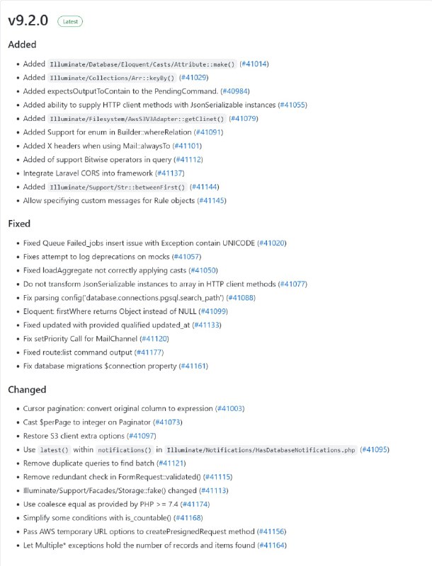 Релиз Laravel 9.2