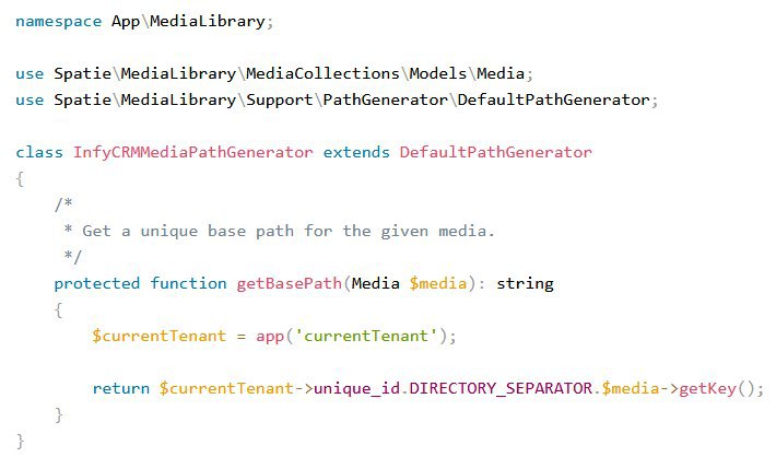 Генерация кастомных путей в Spatie Media Library при использовании в мультитенантных приложениях