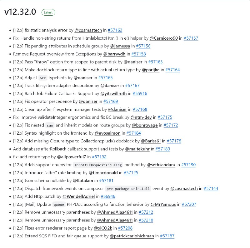 Релиз Laravel 12.32