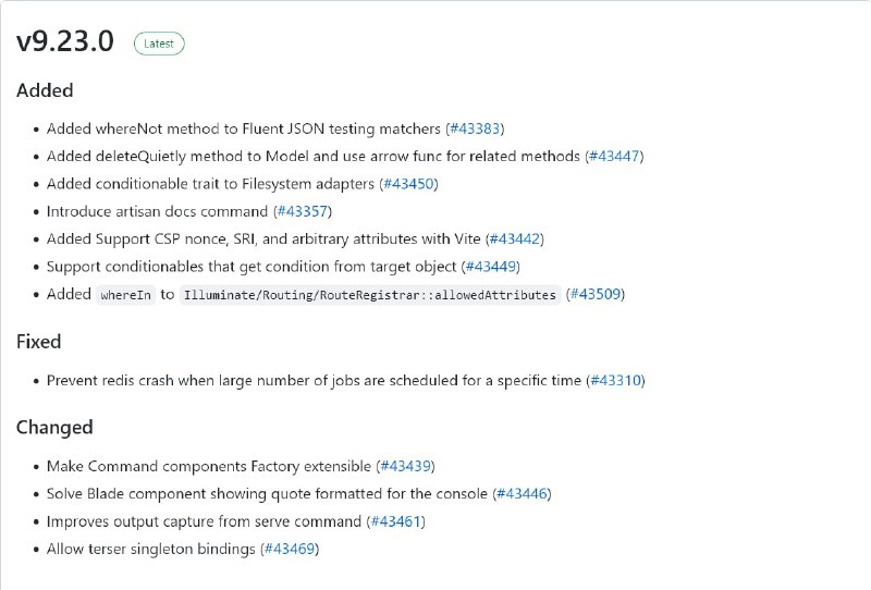 Релиз Laravel 9.23