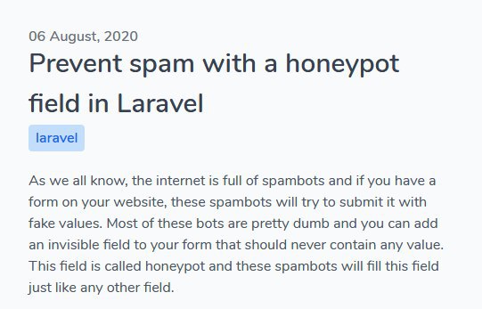Проверка форм на спам в Laravel