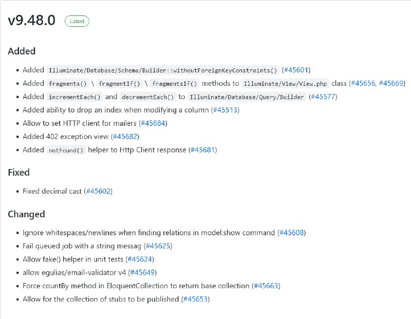 Релиз Laravel 9.48