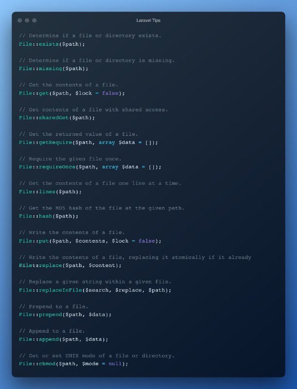 Шпаргалка по Laravel File