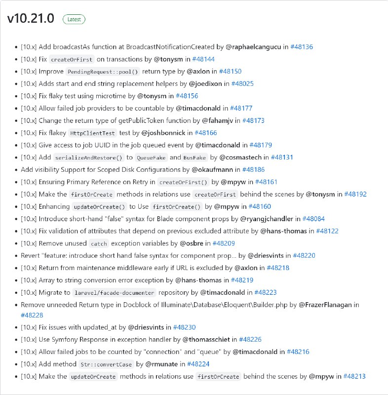 Релиз Laravel 10.21