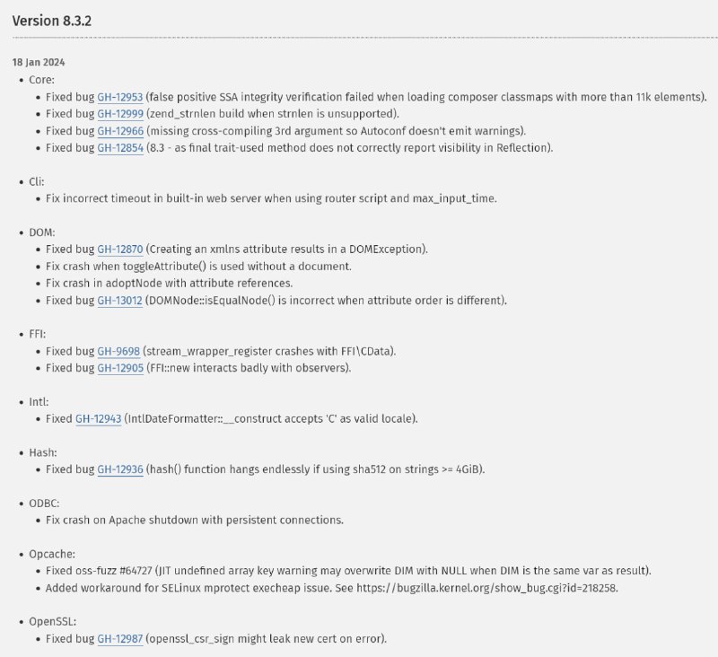 Релиз PHP 8.3.2 и 8.2.15