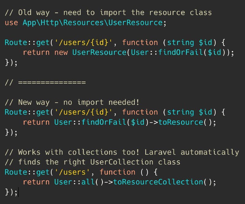 Новый метод toResource() в Laravel 12 упрощает код