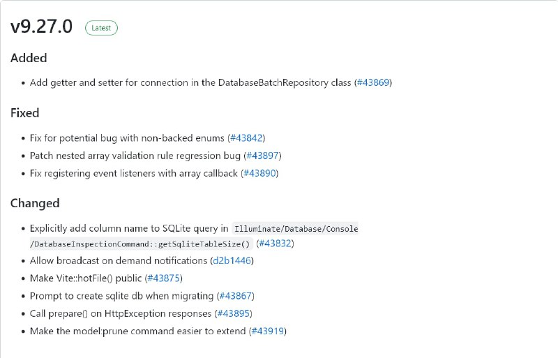 Релиз Laravel 9.27