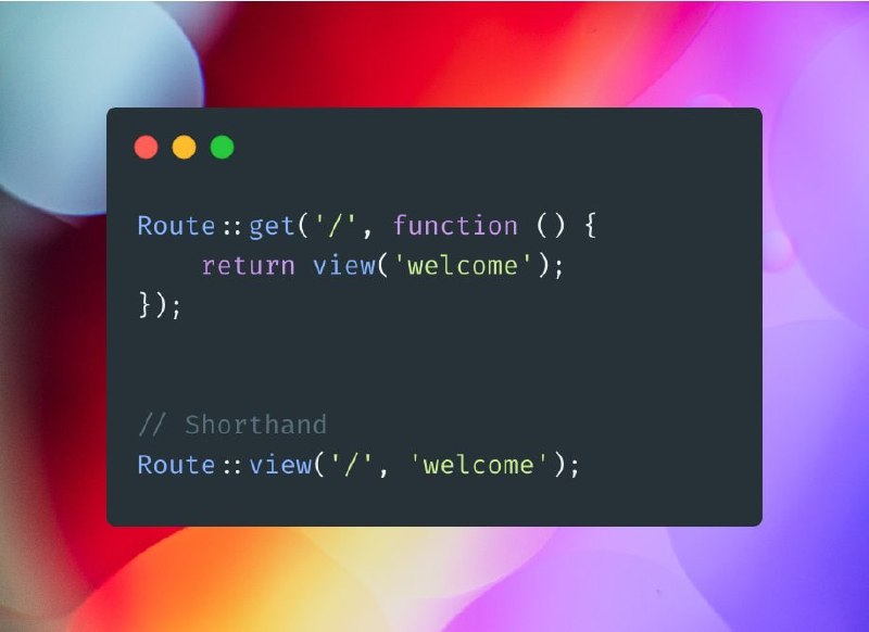 Совет: вы можете вернуть вьювку прямо из маршрута, используя Route::view