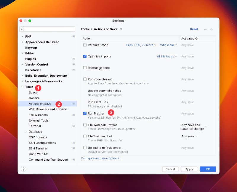 Автоматическое форматирование Blade в PHPStorm
