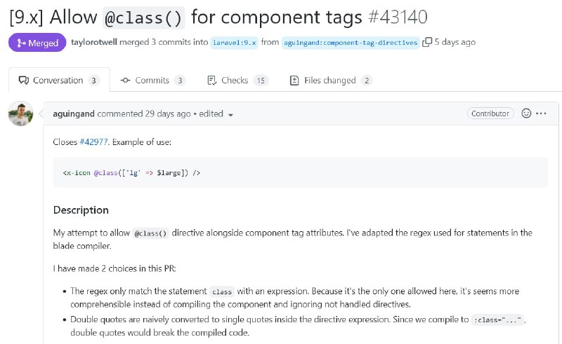 Начиная с Laravel 9.24 можно использовать директиву @class с аргументами в теге компонента.