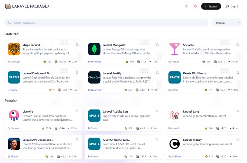 Еще один сайт с пакетами для Laravel