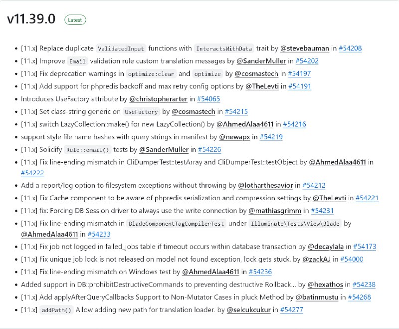 Релиз Laravel 11.39 и 10.48.26