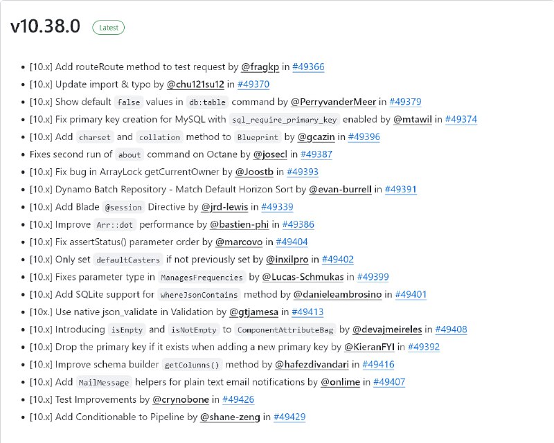 Релиз Laravel 10.38