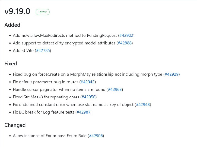 Релиз Laravel 9.19