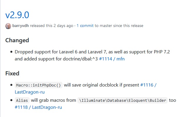 Релиз Laravel IDE Helper 2.9