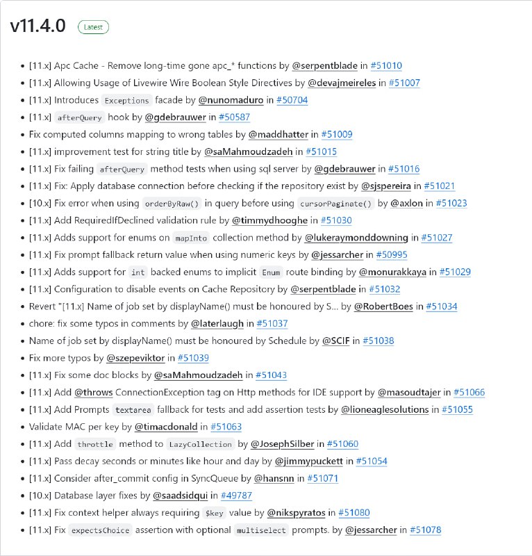 Релиз Laravel 11.4