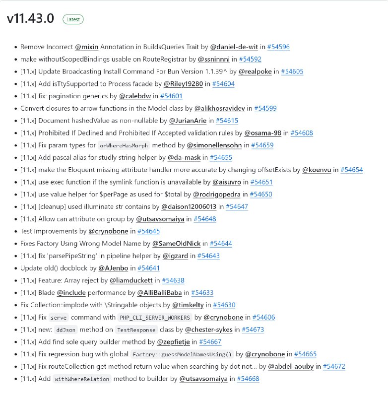 Релиз Laravel 11.43
