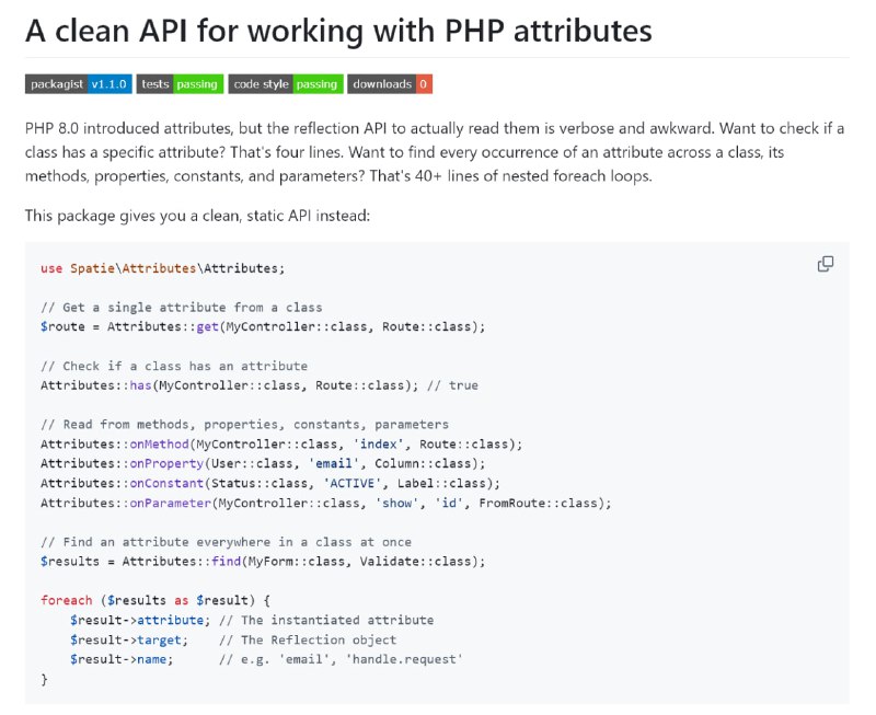 Релиз «PHP Attribute reader»
