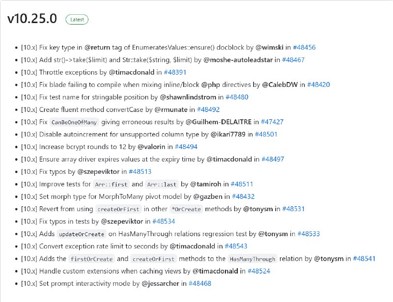 Релиз Laravel 10.25