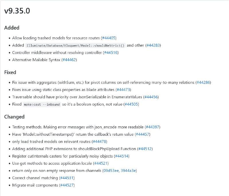 Релиз Laravel 9.35