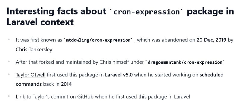 Как Laravel использует пакет dragonmantank/cron-expression в планировщике задач