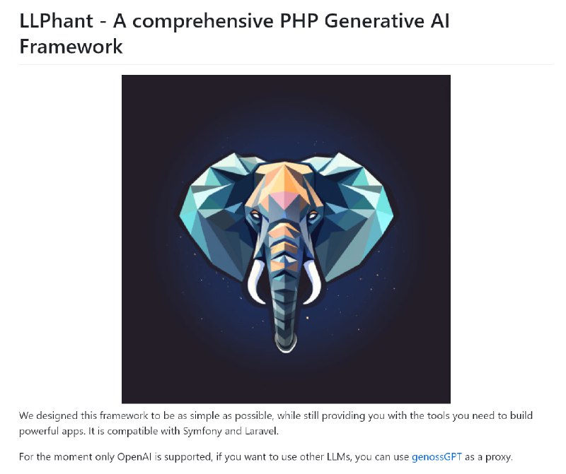 Релиз LLPhant  PHP-фреймворк для создания приложения на основе искусственного интеллекта. Совместим с Symfony and Laravel.