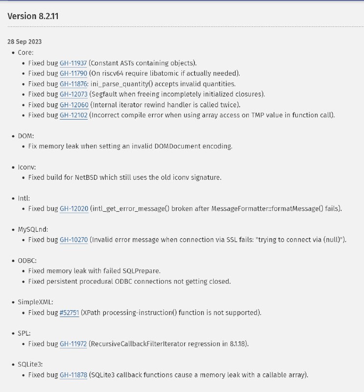 Релиз PHP 8.2.11