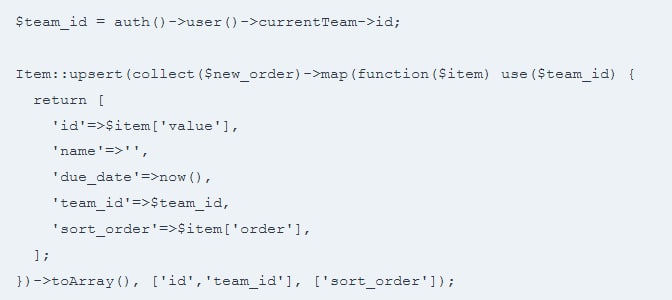 Использование Model::upsert в Laravel 8
