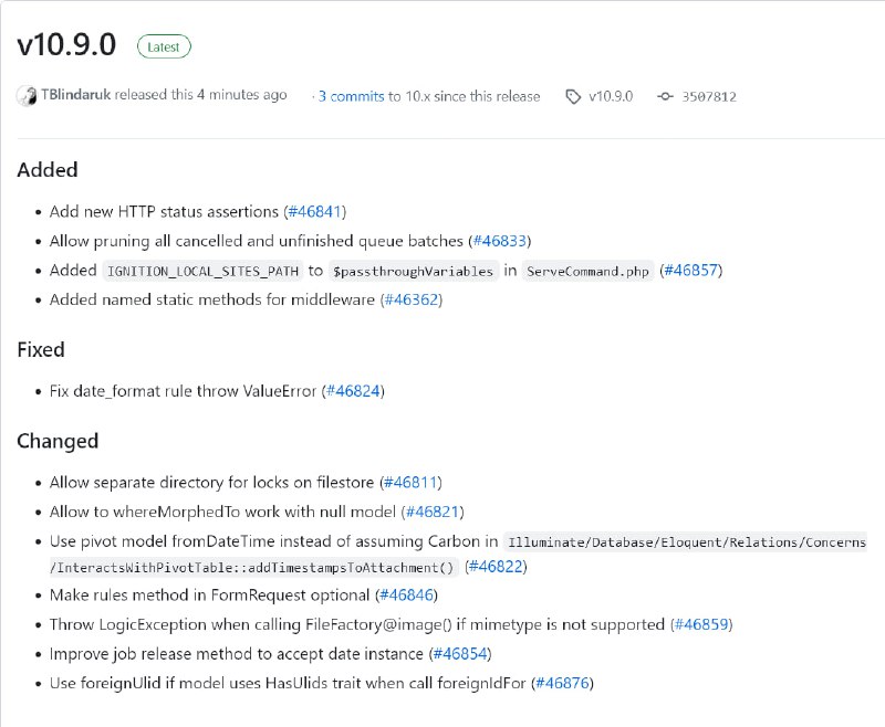 Релиз Laravel 10.9