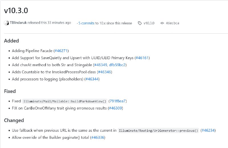 Релиз Laravel 10.3