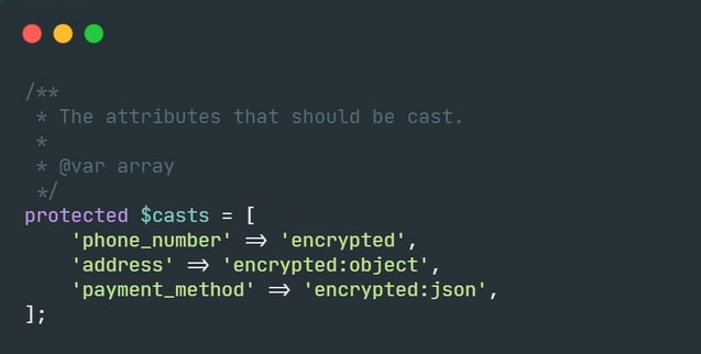 Советы по Laravel Шифруйте важные поля Eloquent-моделей.© Enlightn