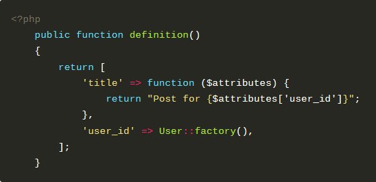 Отношения в фабриках Laravel 8