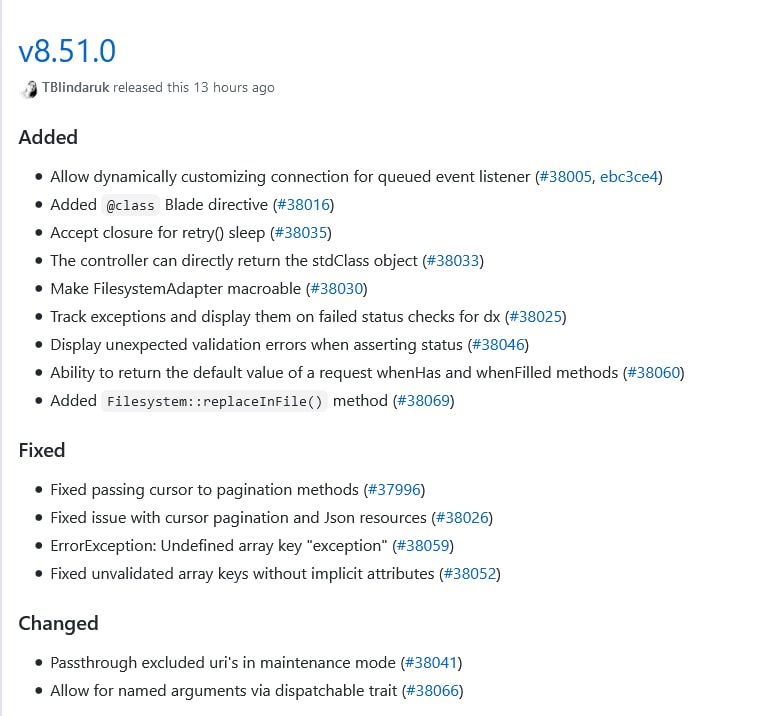 Релиз Laravel 8.51