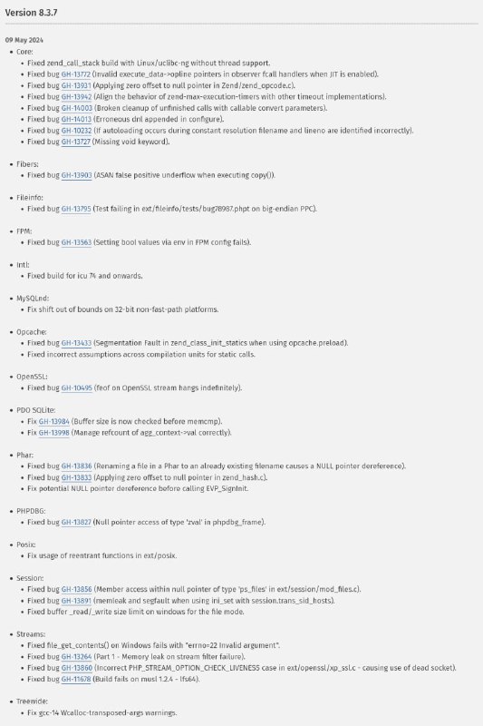 Релиз PHP 8.3.7 и 8.2.19