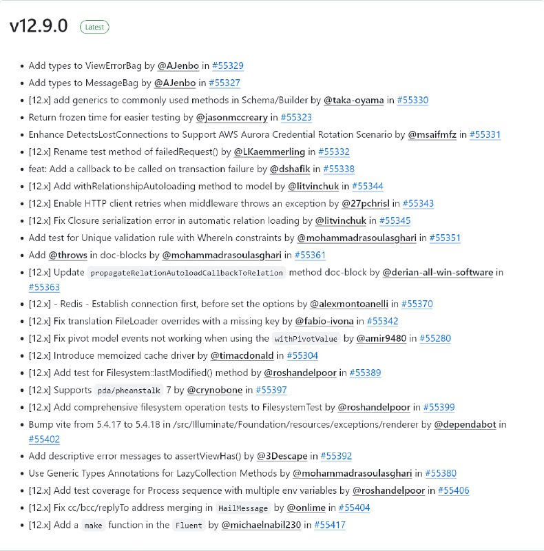 Релиз Laravel 12.9