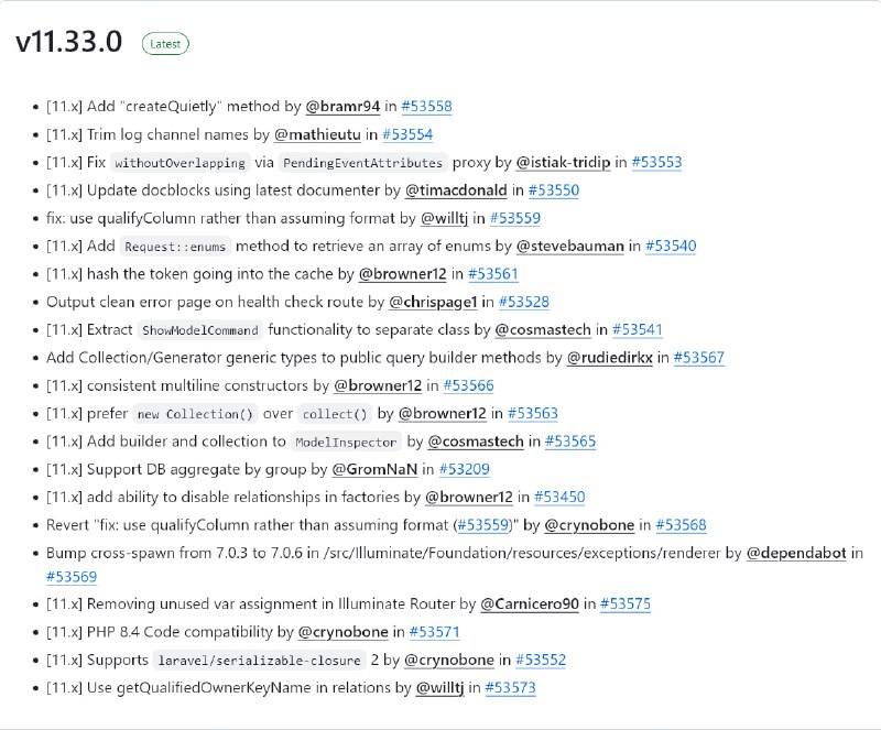 Релиз Laravel 11.33