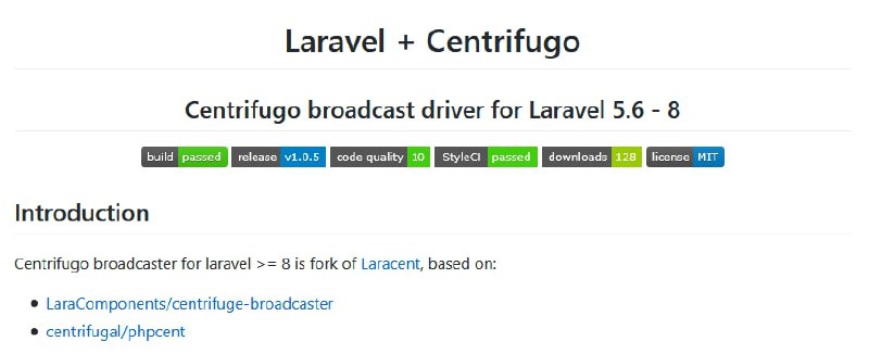 Релиз Laravel CentrifugoДрайвер Centrifugo для Laravel