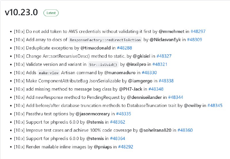 Релиз Laravel 10.23