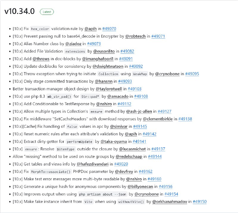 Релиз Laravel 10.34