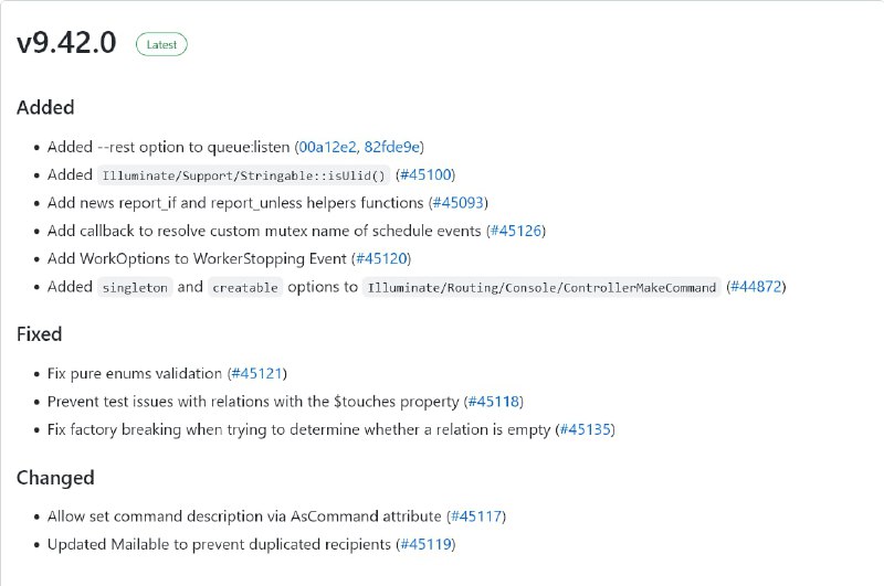 Релиз Laravel 9.42